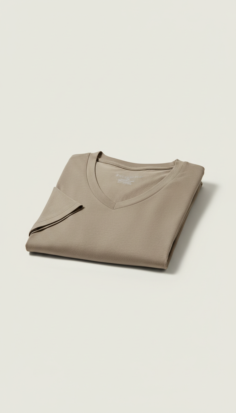 V-Neck Tee In Neutral Grey
